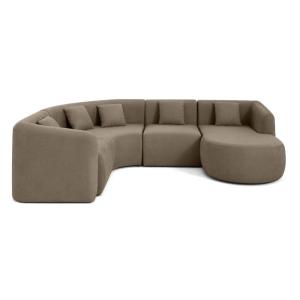 Canapé modulable 5 places angle droit en tissu taupe