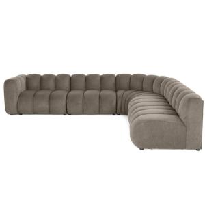 Canapé modulable 5 places angle droit en tissu texturé taup…