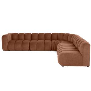 Canapé modulable 5 places angle droit en tissu texturé terr…