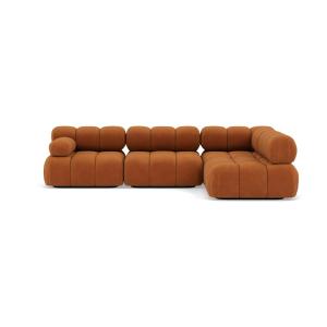 Canapé modulable 5 places angle droit en velours texturé te…