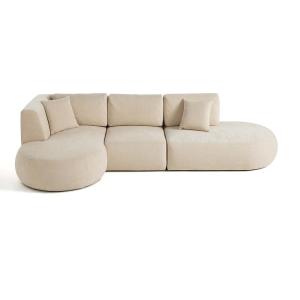 Canapé modulable 5 places angle gauche en tissu texturé bei…