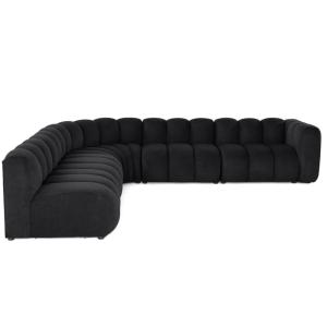 Canapé modulable 5 places angle gauche en tissu texturé noi…
