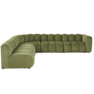 Canapé modulable 5 places angle gauche en tissu texturé ver…