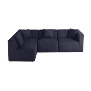 Canapé modulable 5 places angle gauche en velours bleu mari…