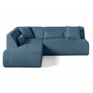 Canapé modulable 5 places angle gauche en velours côtelé bl…