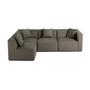 Canapé modulable 5 places angle gauche en velours gris