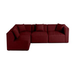 Canapé modulable 5 places angle gauche en velours rouge