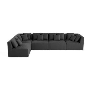 Canapé modulable 5 places angle réversible en tissu gris fo…