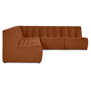 Canapé modulable 5 places angle réversible en velours textu…