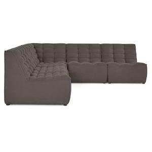 Canapé modulable 5 places angle réversible en velours textu…