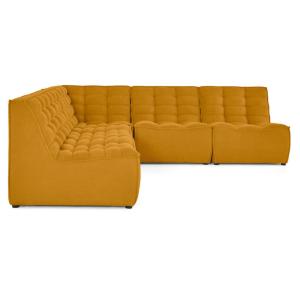 Canapé modulable 5 places angle réversible en velours textu…