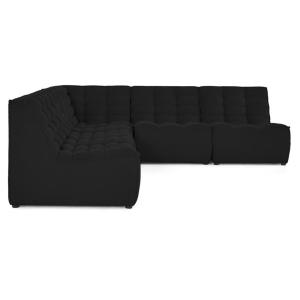Canapé modulable 5 places angle réversible en velours textu…