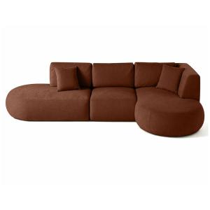 Canapé modulable 5 places en tissu texturé terracotta