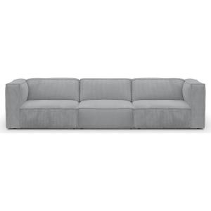 Canapé modulable 5 places en velours côtelé gris clair