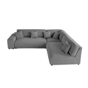 Canapé modulable 6 places angle droit en velours côtelé gri…