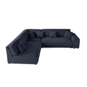 Canapé modulable 6 places angle gauche en velours côtelé bl…