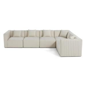 Canapé modulable 6 places angle réversible en velours beige…