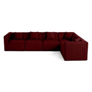 Canapé modulable 6 places angle réversible en velours rouge…