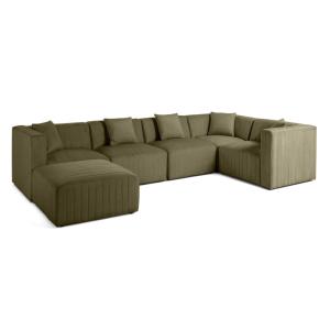 Canapé modulable 6 places angle réversible en velours vert