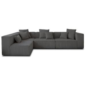 Canapé modulable 6 places en velours côtelé gris foncé