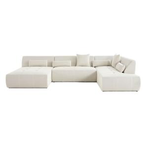 Canapé modulable 7 places angle droit en tissu mailles 3d b…