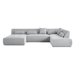 Canapé modulable 7 places angle droit en tissu mailles 3d g…