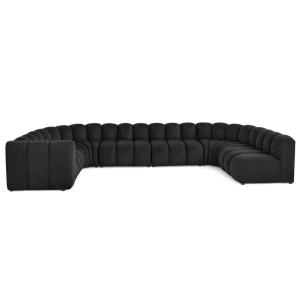 Canapé modulable 7 places angle droit en tissu texturé noir…