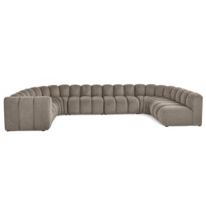 Canapé modulable 7 places angle droit en tissu texturé taup…