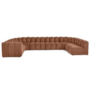 Canapé modulable 7 places angle droit en tissu texturé terr…