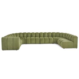 Canapé modulable 7 places angle droit en tissu texturé vert…