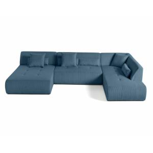 Canapé modulable 7 places angle droit en velours côtelé ble…