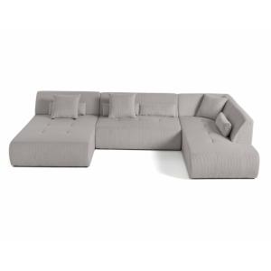 Canapé modulable 7 places angle droit en velours côtelé gri…