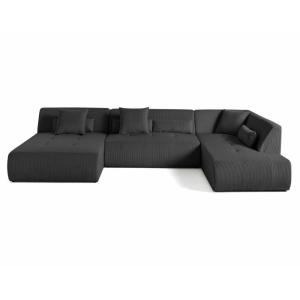 Canapé modulable 7 places angle droit en velours côtelé gri…