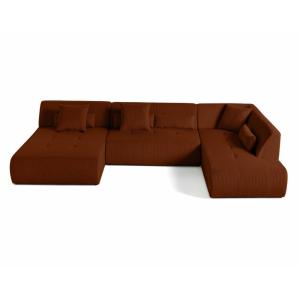 Canapé modulable 7 places angle droit en velours côtelé ter…