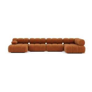 Canapé modulable 7 places angle droit en velours texturé te…