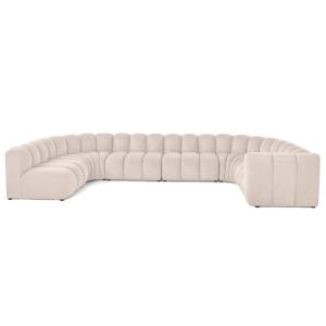 Canapé modulable 7 places angle gauche en tissu texturé bei…