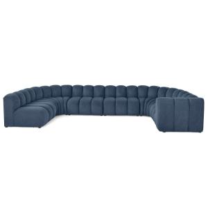 Canapé modulable 7 places angle gauche en tissu texturé ble…