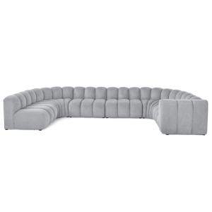 Canapé modulable 7 places angle gauche en tissu texturé gri…