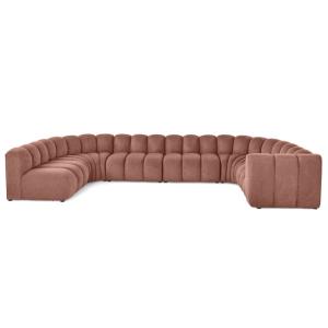 Canapé modulable 7 places angle gauche en tissu texturé ros…