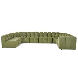 Canapé modulable 7 places angle gauche en tissu texturé ver…