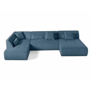 Canapé modulable 7 places angle gauche en velours côtelé bl…
