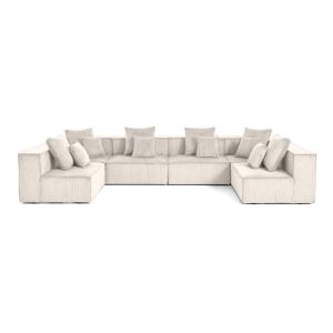Canapé modulable 7 places en u en velours côtelé beige