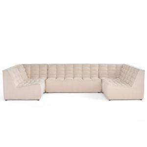 Canapé modulable 7 places en u en velours texturé beige