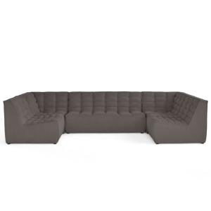 Canapé modulable 7 places en u en velours texturé gris