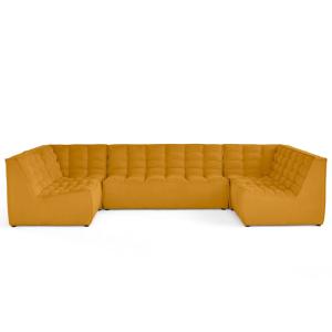 Canapé modulable 7 places en u en velours texturé jaune