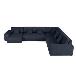 Canapé modulable 8 places angle droit en velours côtelé ble…