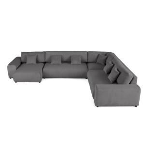 Canapé modulable 8 places angle droit en velours côtelé gri…