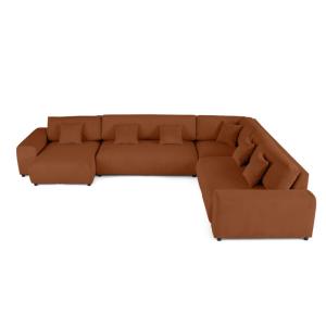 Canapé modulable 8 places angle droit en velours côtelé ter…