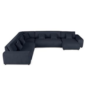 Canapé modulable 8 places angle gauche en velours côtelé bl…