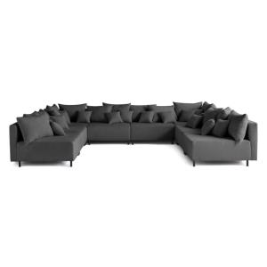 Canapé modulable 8 places en u en velours côtelé gris foncé…